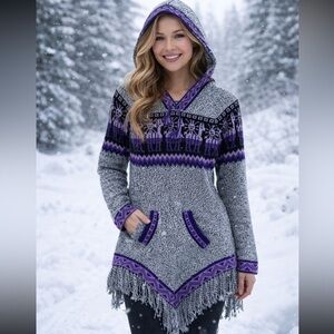 ALPACA WOOL ARTESANIA SWEATER/PONCHO/CAPE MADE IN PERU medium